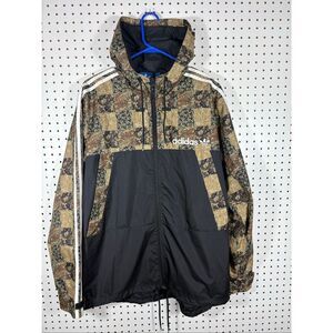 Adidas Trefoil Camo Leaves windbreaker hooded Shell Parka Zip Jacket size L